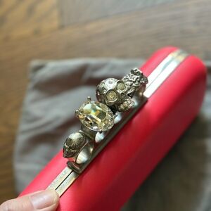 ALEXANDER MCQUEEN Red Knuckle Box Clutch Bag